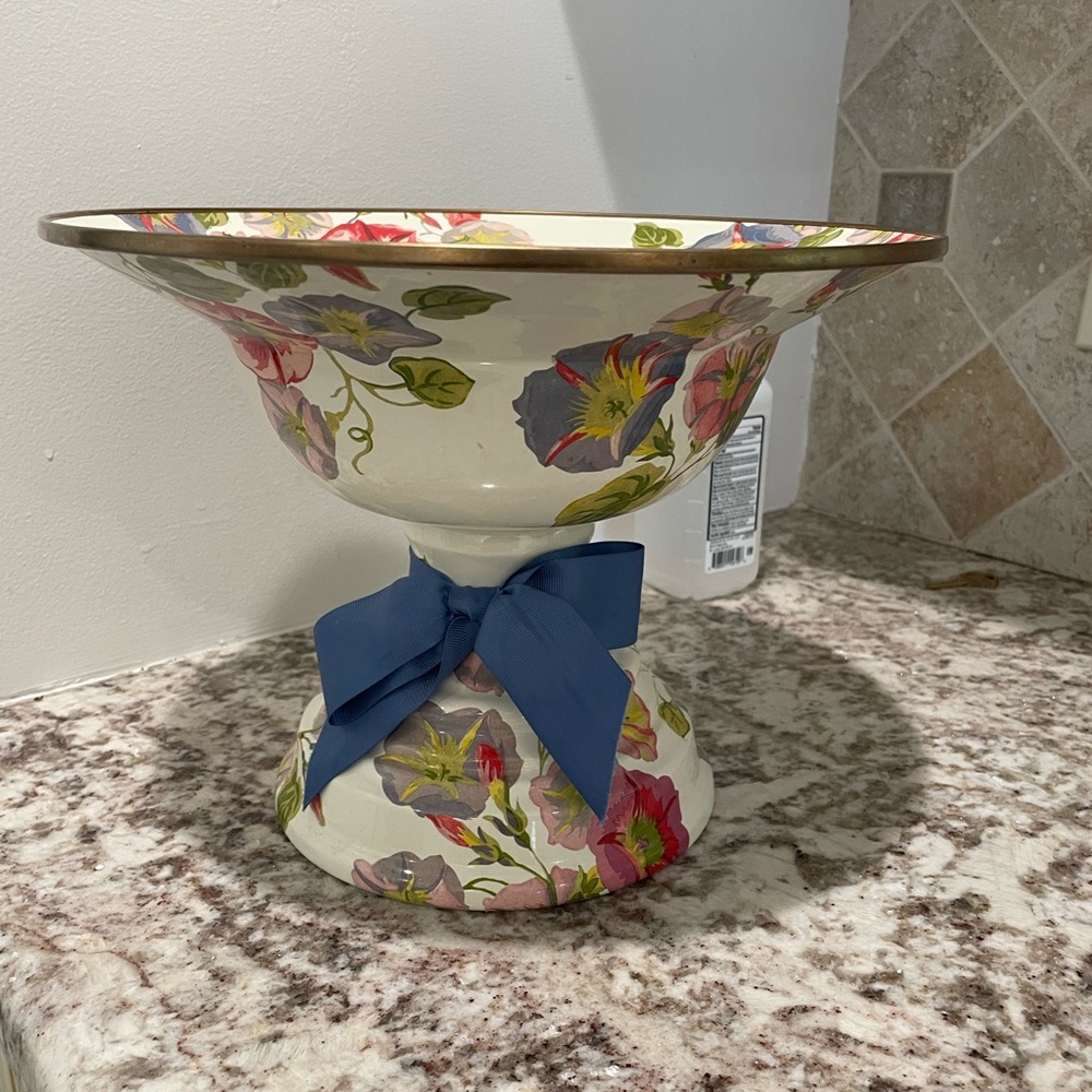 Retired a morning glory by MACKENZIE CHILDS compote bowl